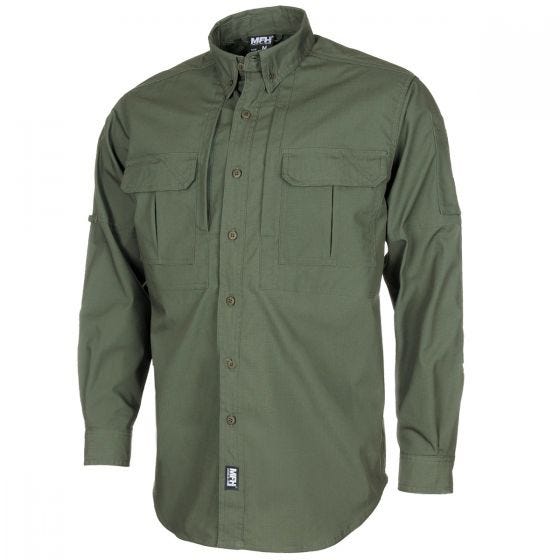 MFH Long Sleeved Teflon Coated Ripstop Attack Shirt OD Green