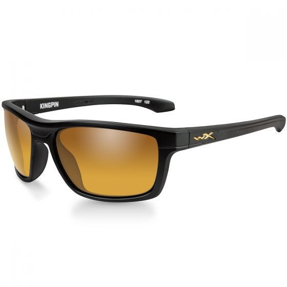 Wiley X WX Kingpin Glasses - Polarized Venice Gold Mirror Lens / Matte Black Frame