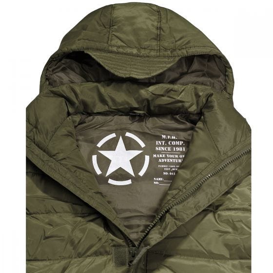 MFH Lined Vest with a Detachable Hood OD Green