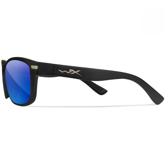 Wiley X WX Helix Glasses - Captivate Polarized Blue Mirror Lenses / Matte Black Frame