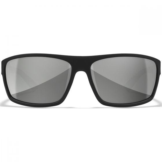 Wiley X WX Peak Glasses - Silver Flash Lenses / Gloss Black Frame