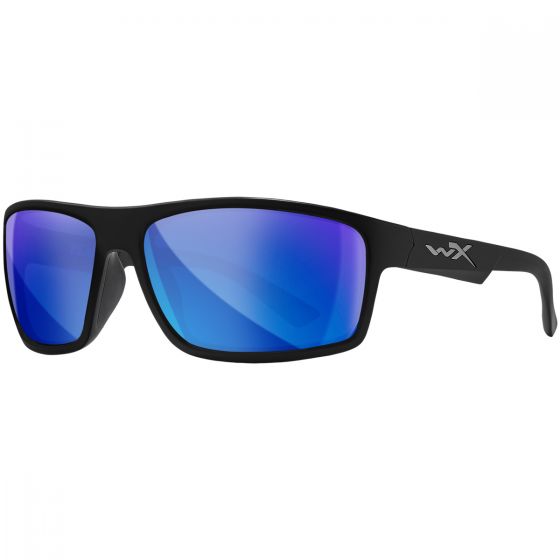 Wiley X WX Peak Glasses - Polarized Blue Mirror Lenses / Matte Black Frame