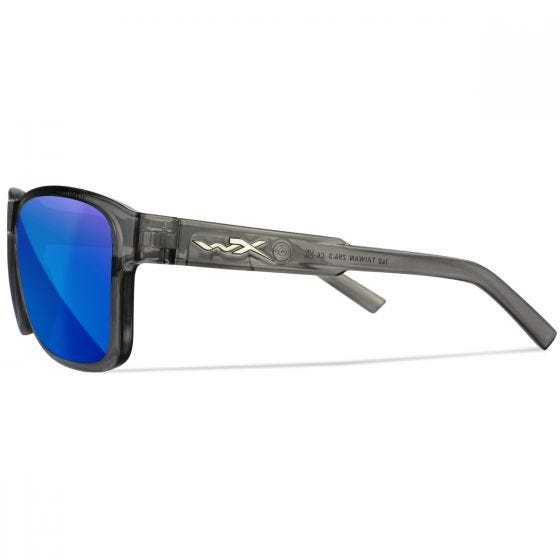 Wiley X WX Trek Glasses - Captivate Polarized Blue Mirror Lenses / Gloss Crystal Dark Grey Frame