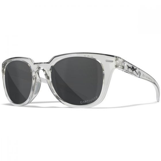 Wiley X WX Ultra Glasses - Captivate Polarized Grey Lenses / Gloss Crystal Light Grey Frame