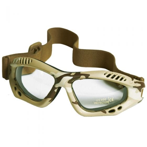 Mil-Tec Commando Goggles Air Pro Clear Lens Desert Frame