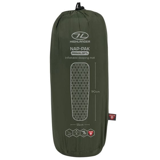 Highlander Nap-Pak Primaloft Inflatable Sleeping Mat Olive