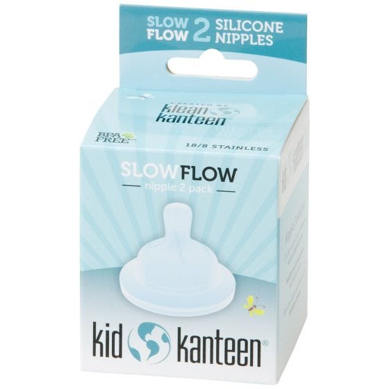 Kid Kanteen Silicone Baby Nipple Slow Flow Clear 2 Pack