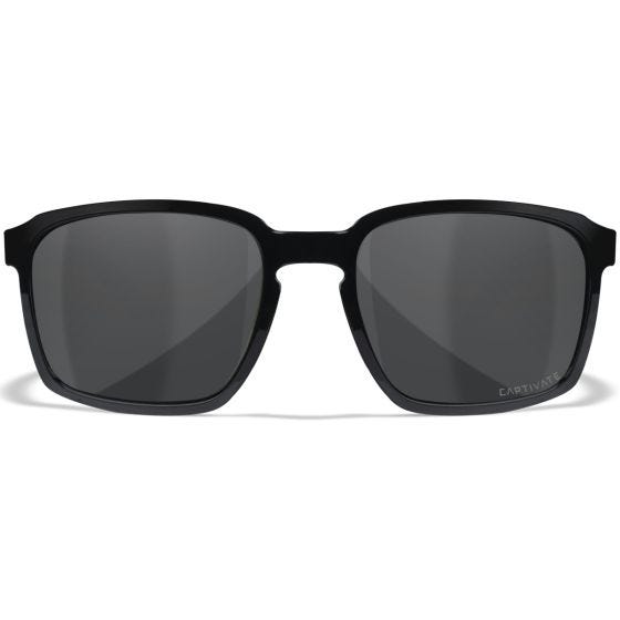 Wiley X WX Alfa Glasses - Captivate Polarized Grey Lenses / Gloss Black Frame