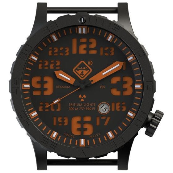 Hazard 4 Heavy Water Diver Titanium Tritium Watch Agent Orange Yellow/Green