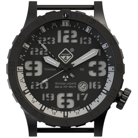 Hazard 4 Heavy Water Diver Titanium Tritium Watch Nightwatch White GMT Green/Yellow